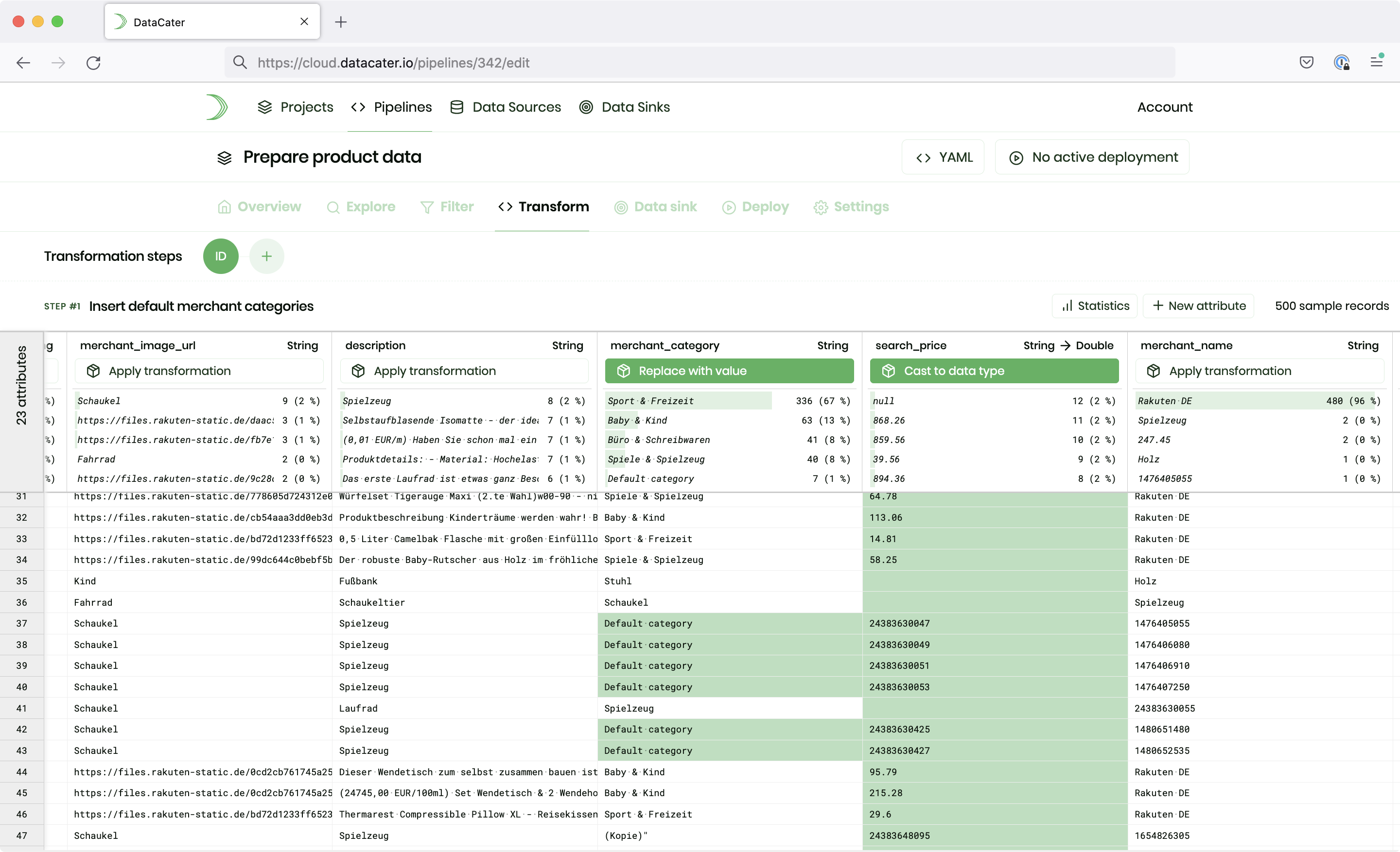 DataCater's Pipeline Designer